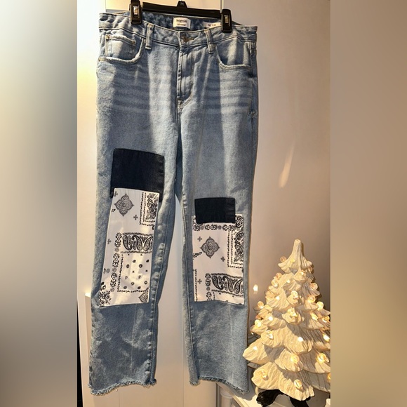 Kensie True Vintage The Slim Patchwork High Rise Jeans